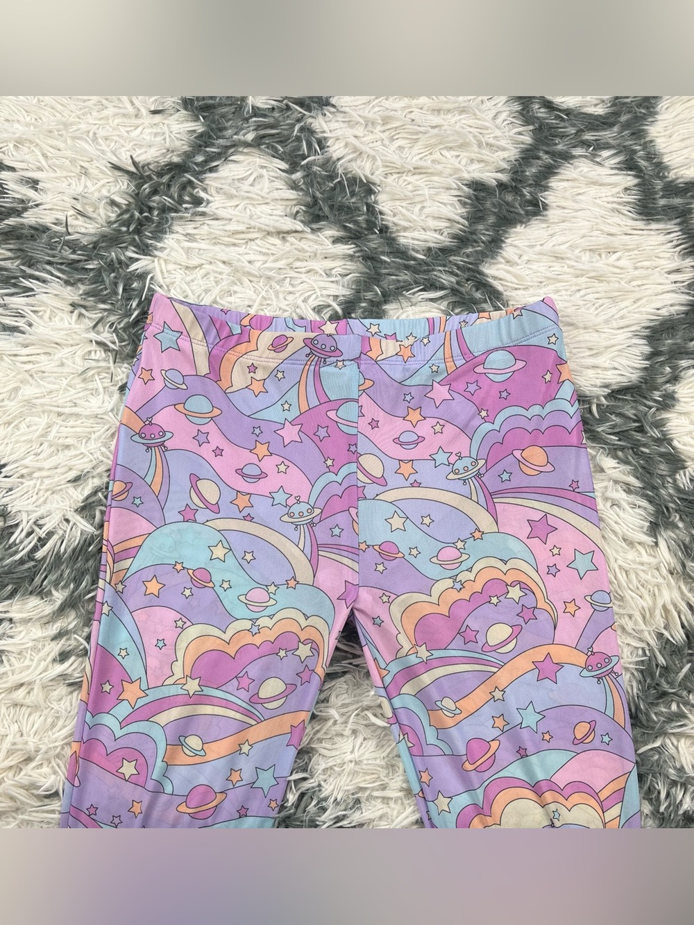 Dolls Kill Sugar Thrillz Women’s Purple Groovy Galaxy Mesh Flares Pants Size M - Picture 3 of 12